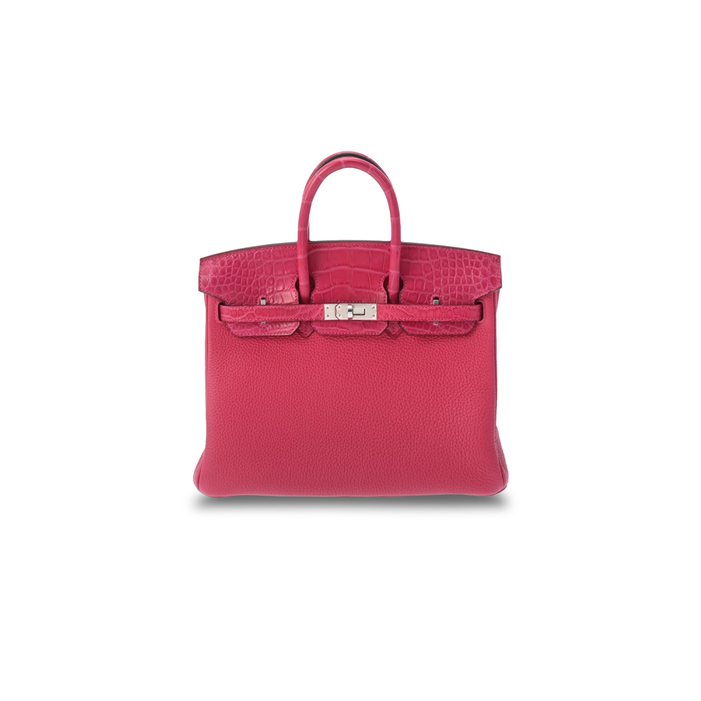 H**mes master birkin 25 crocodile and togo leather arabian nights purple silver buckle h076216ck34 (25*20*13cm)